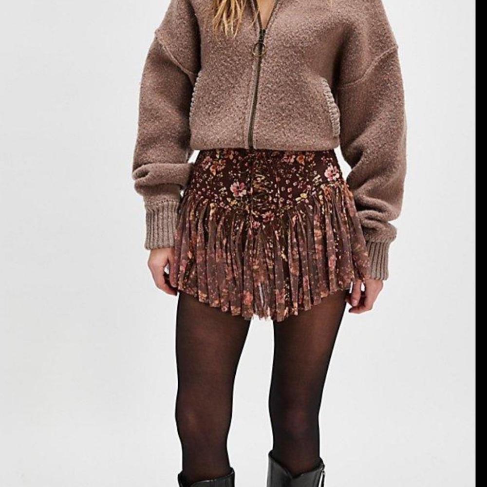 Free People One Blossom Mini Skort in Brown